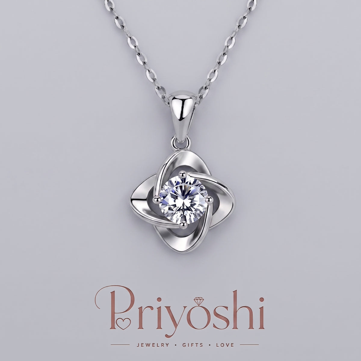 Twisted Petal Solitaire Necklace