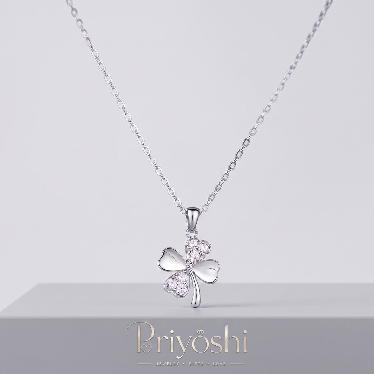 Four-Leaf Clover Crystal Pendant Necklace